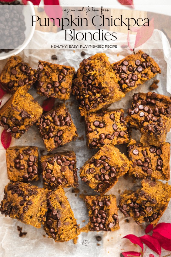 Pumpkin Chickpea Blondies Vegan Chickpea Recipes Two Spoons 